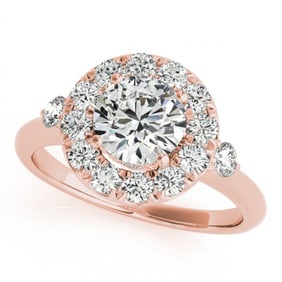 1.5 ctw Certified VS/SI Diamond Halo Ring 18k Rose Gold