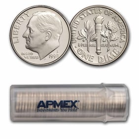 1998-S Roosevelt Dime 50-Coin Roll Proof