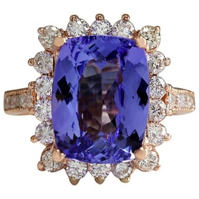 Natural Tanzanite Diamond Ring In 14