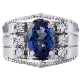Tanzanite Diamond Ring 14K White Gold
