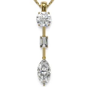 1.75 ctw Marquise Cut Diamond Necklace 18K Yellow Gold