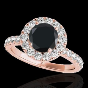 2 ctw Certified VS Black Diamond Solitaire Halo Ring 10k Rose Gold