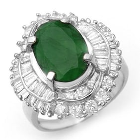 6.0 ctw Emerald & Diamond Ring 18k White Gold