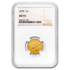 1878 $3 Gold Princess AU-55 NGC