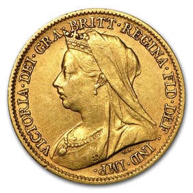 1893-1901 Great Britain Gold Half Sov Victoria Veil Head Avg Circ