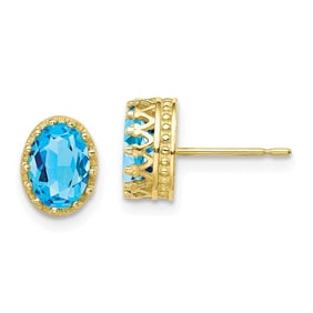 10k 8.5 mm Polished Oval Sky Blue Topaz Earrings - 47 mm