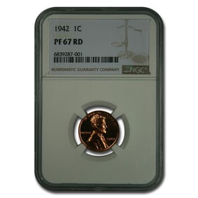 1942 Lincoln Cent PF-67 NGC (Red)