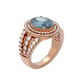 4.89 ctw Blue Topaz & Diamond Ring 18K Rose Gold