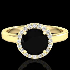 2 ctw Halo VS/SI Diamond Certified Micro Pave Ring 18k Yellow Gold