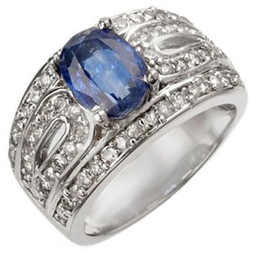 3.54 ctw Kaynite & Diamond Ring 18k White Gold
