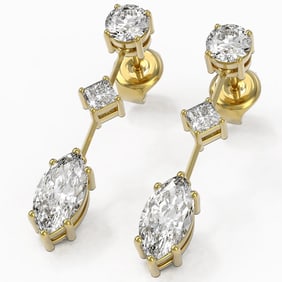 2.32 ctw Marquise Cut Diamond Designer Earrings 18K Yellow Gold