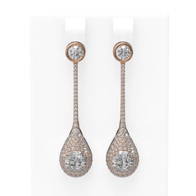 3.72 ctw Cushion Diamond Earrings 18K Rose Gold