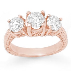 2.0 ctw Certified VS/SI Diamond 3 Stone Ring 14k Rose Gold