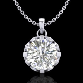 1.5 ctw VS/SI Diamond Solitaire Art Deco Stud Necklace 18k White Gold