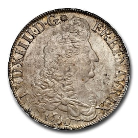 1690-9 France Silver Ecu Louis XIV MS-63 NGC