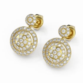 2 ctw Diamond Designer Earrings 18K Yellow Gold