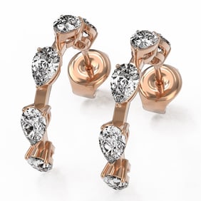 3.5 ctw Pear Cut Diamond Designer Earrings 18K Rose Gold