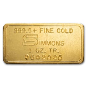 1 oz Gold Bar - Simmons Refining Company