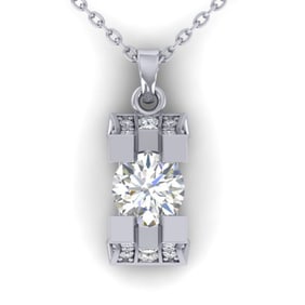 1.15 ctw VS/SI Diamond Art Deco Stud Necklace 14k White Gold