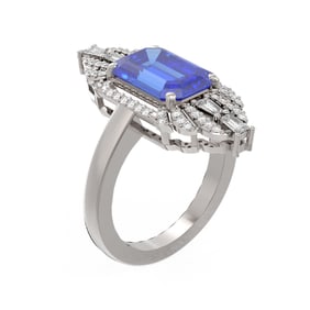 5.27 ctw Tanzanite & Diamond Ring 18K White Gold