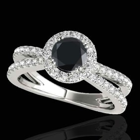 2 ctw Certified VS Black Diamond Solitaire Halo Ring 10k White Gold