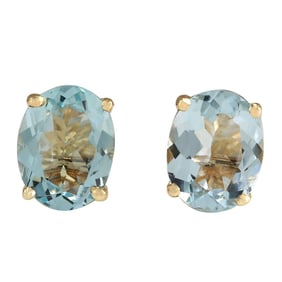 Aquamarine Earrings 14K Yellow Gold