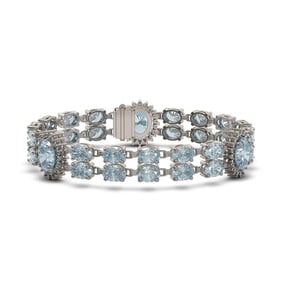 33.79 ctw Sky Topaz & Diamond Bracelet 14K White Gold