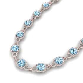 66 ctw Topaz & VS/SI Diamond Certified Necklace 14K Rose Gold