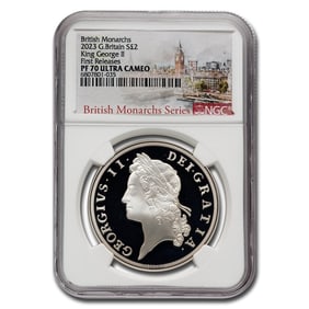 2023 England 1 oz Silver 2 Pounds George II PF-70 UCAM NGC (FR)