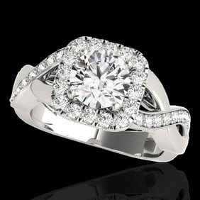 2 ctw Certified Diamond Solitaire Halo Ring 10k White Gold