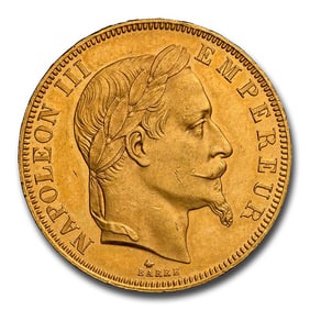 1864-A France Gold 50 Francs Napoleon III MS-63 NGC