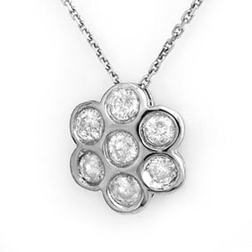 0.90 ctw Certified VS/SI Diamond Necklace 18k White Gold