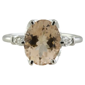 Natural Morganite Diamond Ring In 14