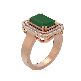 6.6 ctw Emerald & Diamond Ring 18K Rose Gold