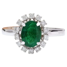 1.51 CTW Emerald 14K White Gold Diamond Ring
