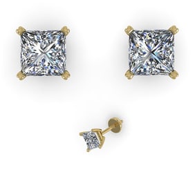 1.00 ctw Princess Cut VS/SI Diamond Designer Earrings 14k Yellow Gold