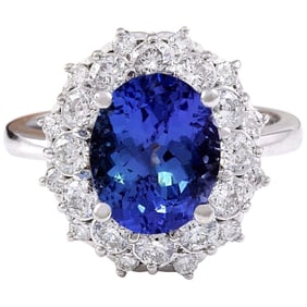 5.31 CTW Tanzanite 14K White Gold Diamond Ring