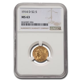 1914-D $2.50 Indian Gold Quarter Eagle MS-63 NGC