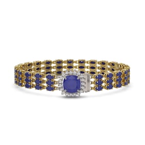 31.91 ctw Sapphire & Diamond Bracelet 14K Yellow Gold
