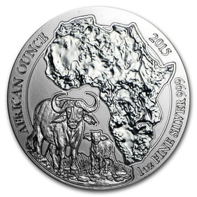 2015 Rwanda 1 oz Silver African Buffalo BU (Not Sealed)