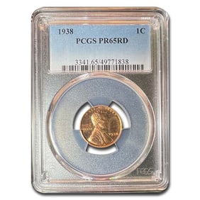 1938 Lincoln Cent PR-65 PCGS (Red)