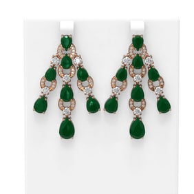 27.26 ctw Emerald & Diamond Earrings 18K Rose Gold