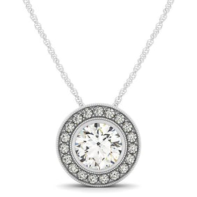 1.75 ctw Certified VS/SI Diamond Halo Necklace 14k White Gold