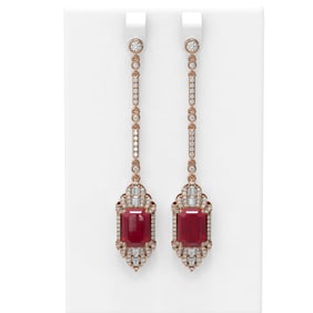 13.65 ctw Ruby & Diamond Earrings 18K Rose Gold