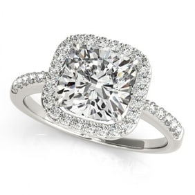 0.60 ctw Certified VS/SI Cushion Diamond Halo Ring 18k White Gold