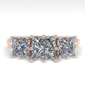 2.0 ctw Past Present Future VS/SI Princess Diamond Ring 18k Rose Gold