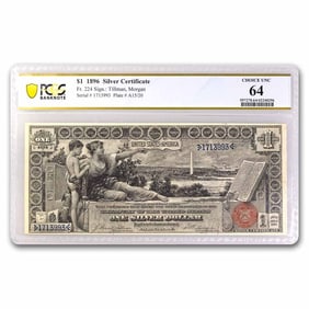 1896 $1.00 Silver Cert. Educational Note CU-64 PCGS (Fr#224)