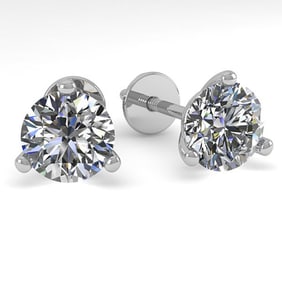1.0 ctw Certified VS/SI Diamond Stud Earrings Martini 14k White Gold