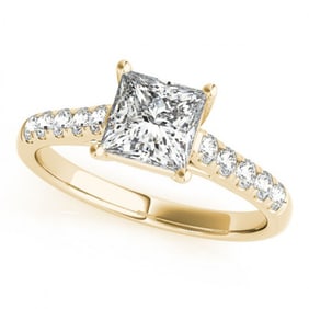 0.85 ctw Certified VS/SI Princess Diamond Ring 18k Yellow Gold