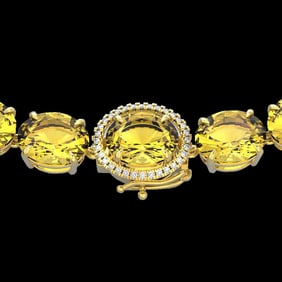 175 ctw Citrine & VS/SI Diamond Halo Micro Necklace 14k Yellow Gold